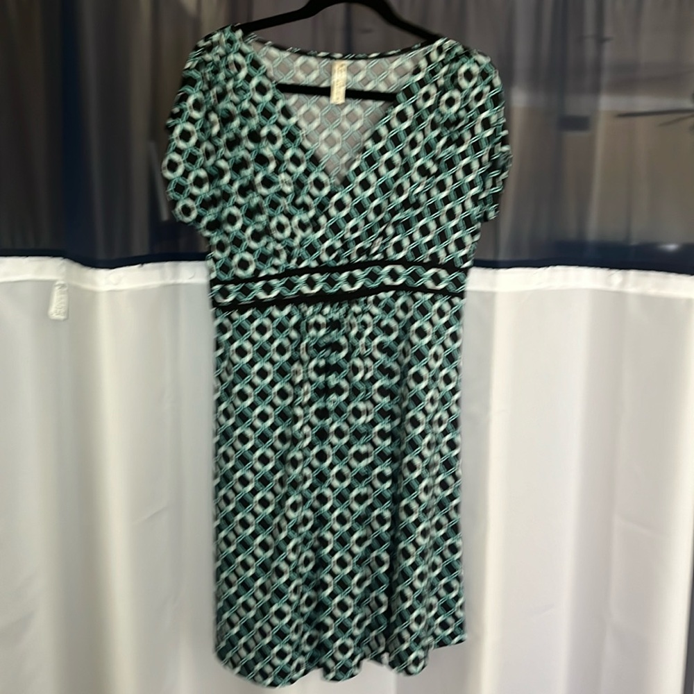 Perception Concept - Black & Blue Geometric Dress - Size XL